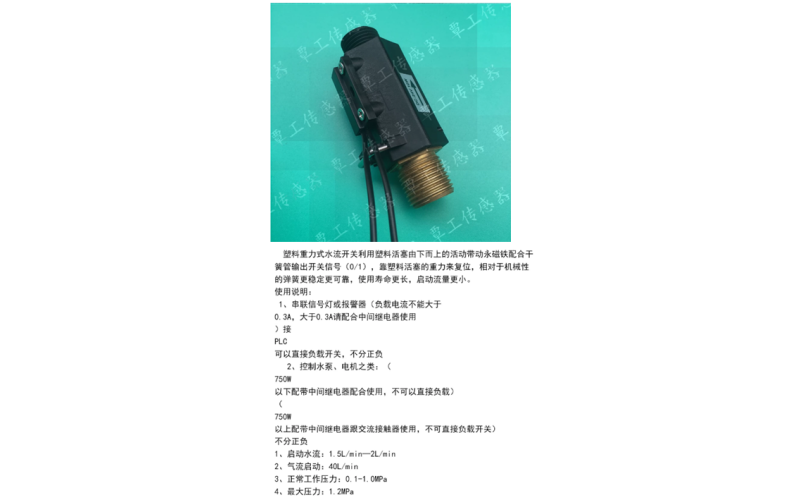 DN15 Double Male Thread - Plastic Gravity Reset Flow Switch - Vertical Mount - Water/Air Compatible